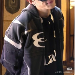 [홍콩명품.BALENCIAGA] 발렌시아가 25SS 로고 프린트 후두 집업 자켓 (블랙), BM21845, KB, 레플리카의류,미러급사이트