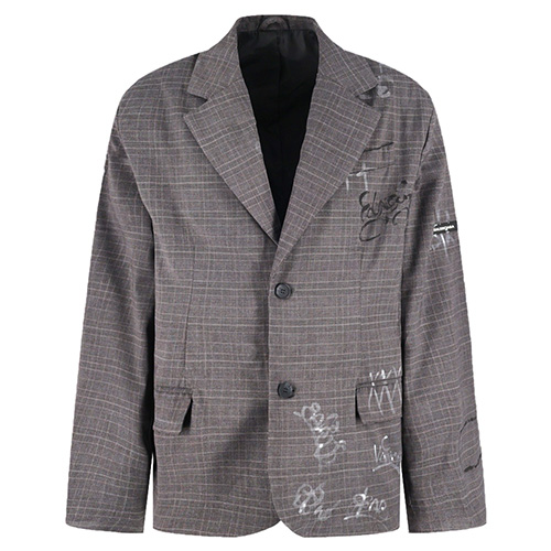 [홍콩명품.BALENCIAGA] 발렌시아가 25SS 로고 체크패턴 정장 수트 자켓 (그레이), BM21865, KB, 레플리카의류,미러급사이트