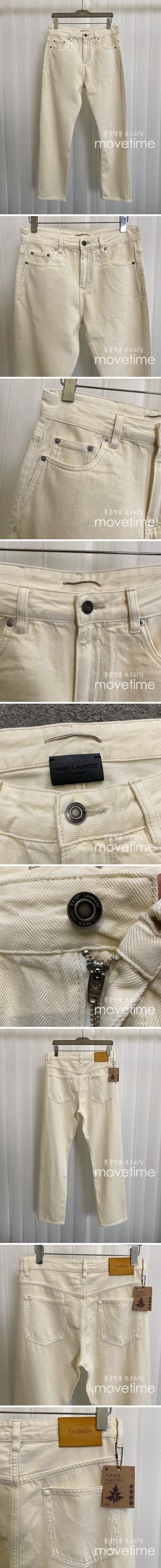 [홍콩명품.YSL] 입생로랑 25SS 로고 데님 팬츠 진 청바지 (아이보리), BM21875, KB, 레플리카의류,미러급사이트