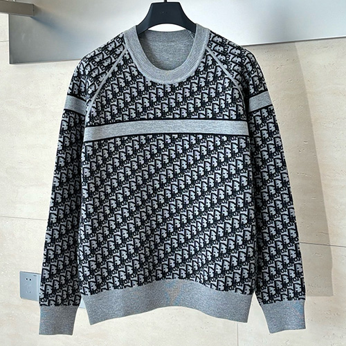 [홍콩명품,Christian Dior] 디올 25SS 로고 오블리크 리버서블 니트 스웨터 (그레이), BM21887, KB, 레플리카의류,미러급사이트