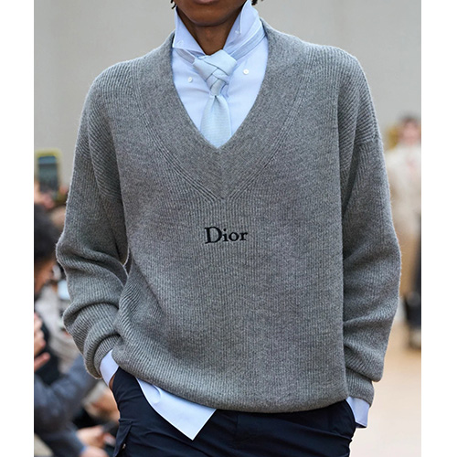 [홍콩명품,Christian Dior] 디올 25SS 로고 V넥 니트 스웨터 (그레이), BM21891, KB, 레플리카의류,미러급사이트
