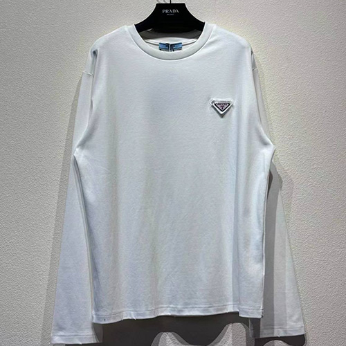 [홍콩명품,PRADA] 프라다 25SS 삼각로고 긴팔 티셔츠 (화이트), BM21904, KB, 레플리카의류,미러급사이트