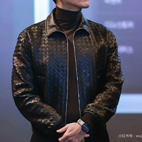 [홍콩명품.BOTTEGA VENETA] 보테가베네타 25SS 로고 인트레치아토 현빈 카라 가죽 자켓 (2컬러), BM21935, TOM, 레플리카의류,미러급사이트