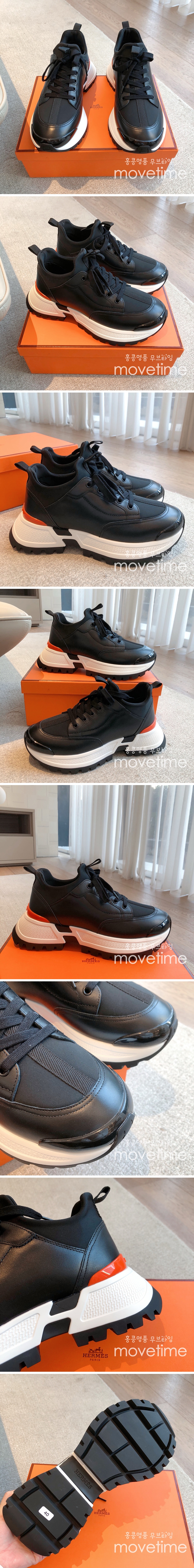 [홍콩명품.Hermes] 에르메스 25SS 로고 레더 가죽 스니커즈 운동화 (블랙), SE5421, S3, 명품스니커즈,운동화,구두,로퍼,하이탑,신발