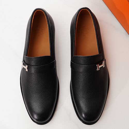 [홍콩명품.Hermes] 에르메스 25SS 로고 레더 가죽 정장 구두 (블랙), SE5427, S4, 명품스니커즈,운동화,구두,로퍼,하이탑,신발