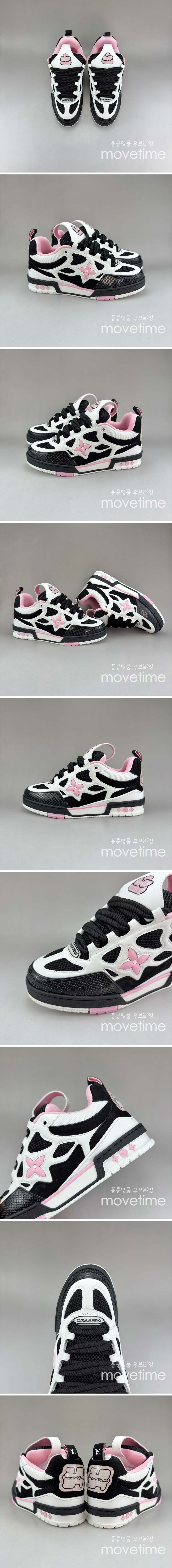 [홍콩명품.LOUIS VUITTON] 루이비통 25SS 로고 남여 SKATE 스니커즈 운동화 (블랙-화이트-핑크), SE5445, S3, 명품스니커즈,운동화,구두,로퍼,하이탑,신발