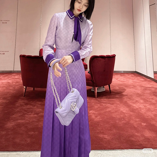 [홍콩명품.Gucci] 구찌 25SS 로고 여성 GG수프림 셔츠 원피스 (퍼플), BM21943, MC, 레플리카의류,미러급사이트