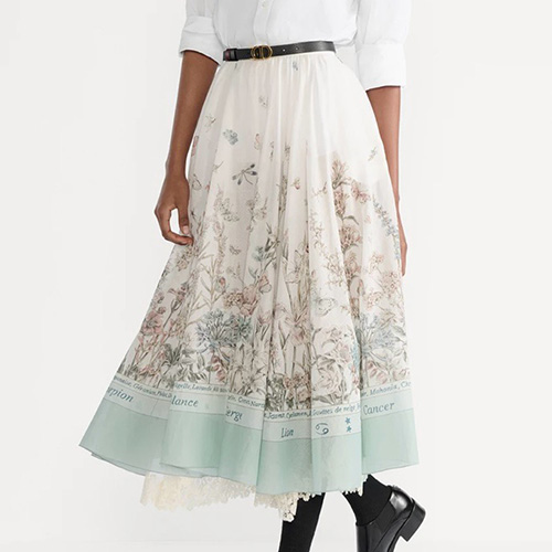 [홍콩명품,Christian Dior] 디올 25SS 로고 여성 플라워 패턴 미디 스커트, BM21952, MC, 레플리카의류,미러급사이트