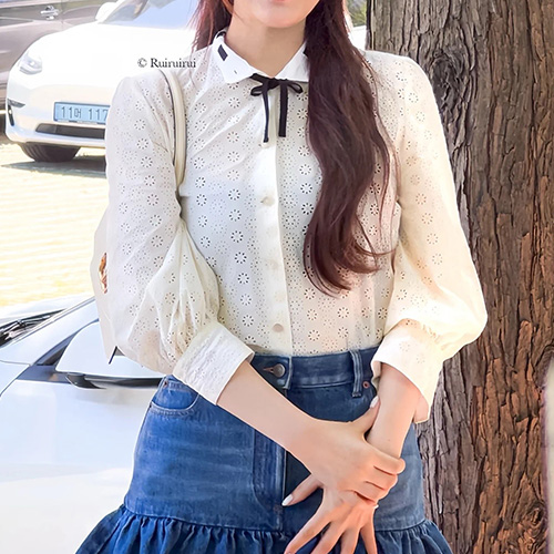 [홍콩명품.Valentino] 발렌티노 25SS 로고 여성 블라우스 셔츠 (화이트), BM21961, MC, 레플리카의류,미러급사이트