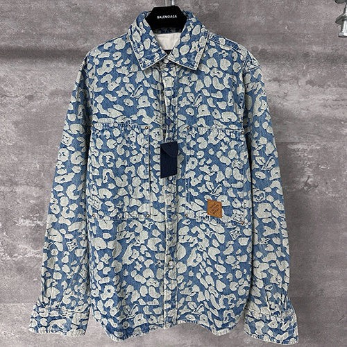 [홍콩명품.LOUIS VUITTON] 루이비통 25SS 로고 패턴 데님 자켓 + 데님 팬츠 진 청바지 상하의 세트, BM22024, KK, 레플리카의류,미러급사이트