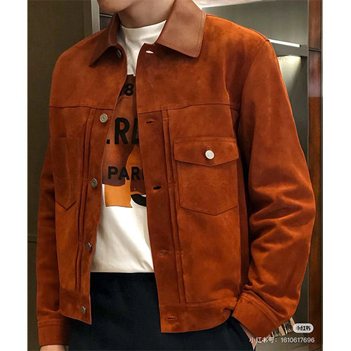 [홍콩명품.BERLUTI] 벨루티 25SS 로고 레더 가죽 카라 자켓 (오렌지), BM22067, TOM, 레플리카의류,미러급사이트