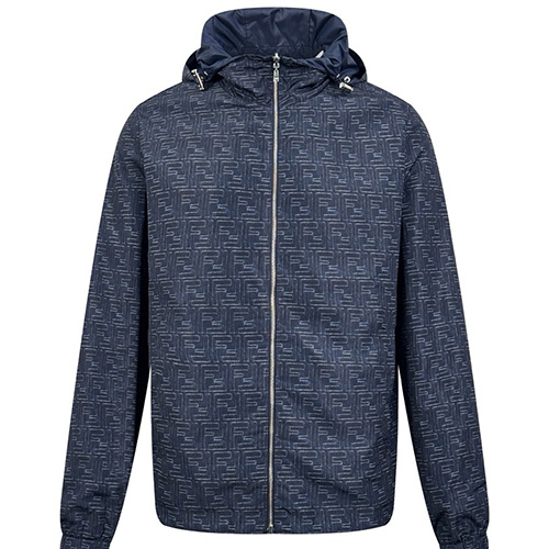 [홍콩명품,FENDI] 펜디 25SS 로고 FF패턴 리버서블 후드 바람막이 자켓 (네이비), BM22105, JL, 레플리카의류,미러급사이트