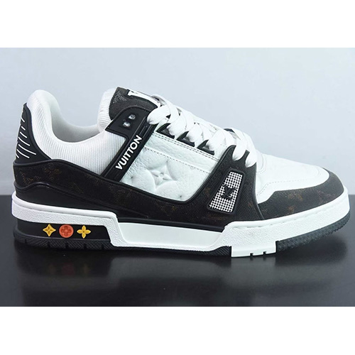 [홍콩명품.LOUIS VUITTON] 루이비통 25SS 로고 모노그램 트레이너 스니커즈 운동화 (블랙-화이트), SE5460, X2, 명품스니커즈,운동화,구두,로퍼,하이탑,신발