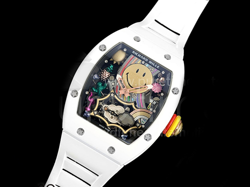 [홍콩명품시계.RICHARD MILLE] 리차드밀레 RM88 투어빌론 화이트 세라믹 스마일 다이얼 화이트 스트랩