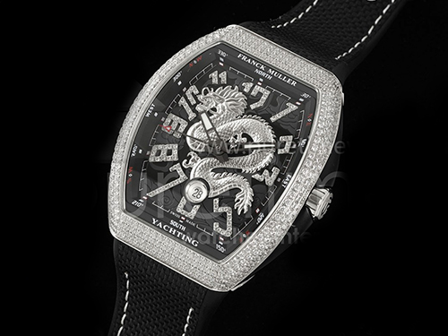 [홍콩명품시계.FRANCK MULLER] 프랑크뮬러 뱅가드 V45 풀 다이아몬드 베젤 실버 드래곤 블랙 다이얼