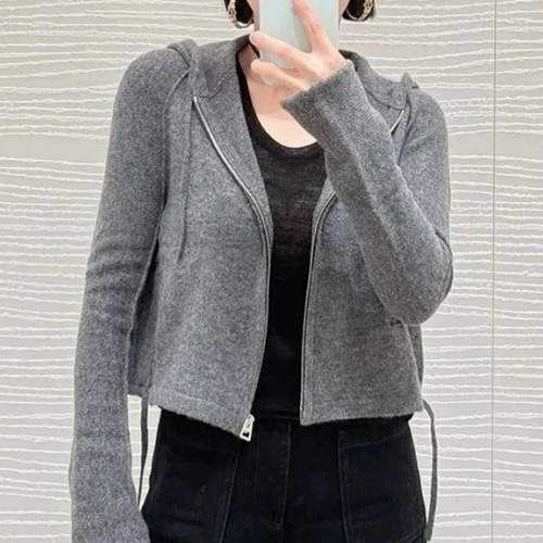 [홍콩명품,Christian Dior] 디올 25SS 로고 여성 니트 후드 집업 자켓 (그레이), BM22182, JL, 레플리카의류,미러급사이트