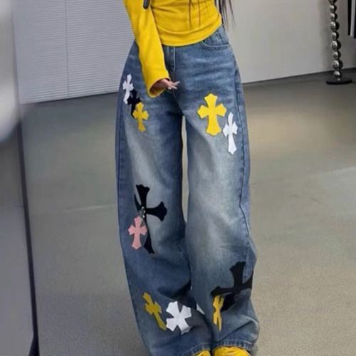 [홍콩명품.Chrome Hearts] 크롬하츠 25SS 로고 여성 오버핏 데님 팬츠 진 청바지, BM22183, JL, 레플리카의류,미러급사이트