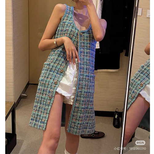 [홍콩명품.CHANEL] 샤넬 25SS 로고 패턴 여성 탑 원피스 (스카이블루), BM22185, SS, 레플리카의류,미러급사이트