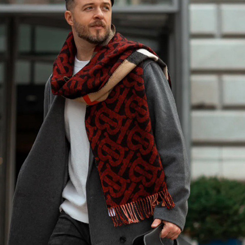 [홍콩명품.Burberry] 버버리 25SS 로고 패턴 200-36 캐시미어 스카프 머플러 (레드), ET3130, JX, 홍콩명품의류,구매대행,온라인명품