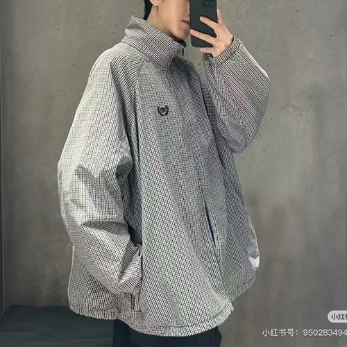 [홍콩명품.BALENCIAGA] 발렌시아가 25SS 로고 체크패턴 바람막이 자켓 + 오버핏 팬츠 바지 상하의 세트 (그레이), BM22331, KK, 레플리카의류,미러급사이트