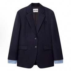 [홍콩명품,MIU MIU] 미우미우 25SS 로고 남여 정장 수트 자켓 (네이비), BM22341, KK, 레플리카의류,미러급사이트