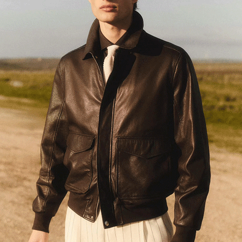 [홍콩명품.Brunello Cucinelli ] 브루넬로 쿠치넬리 25SS 로고 레더 가죽 카라 봄버 자켓, BM22379, SS, 레플리카의류,미러급사이트