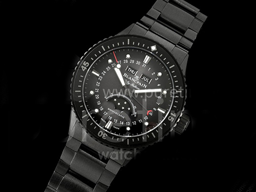 [홍콩명품시계. BLANCPAIN] 블랑팡 피프티 패덤스 5054 블랙 세라믹 데이데이트 문페이즈 그레이 다이얼