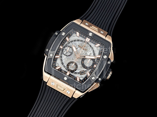 [홍콩명품시계.HUBLOT] 휴블럿 빅뱅 스프릿 로즈골드 티타늄 블랙 세라믹 베젤 스켈레톤 다이얼