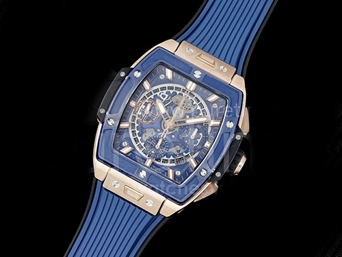 [홍콩명품시계.HUBLOT] 휴블럿 빅뱅 스프릿 로즈골드 티타늄 블루 세라믹 베젤 스켈레톤 다이얼