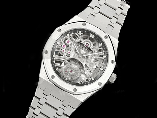 [홍콩명품시계.AUDEMARS PIGUET] 오데마피게 로얄오크 스테인레스 스틸 투어빌론 스켈레톤 다이얼