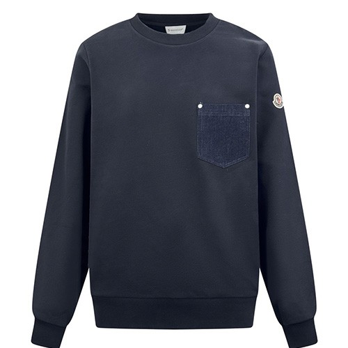 [홍콩명품.MONCLER] 몽클레어 25SS 로고 맨투맨 티셔츠 (네이비), BM22471, JL, 레플리카의류,미러급사이트