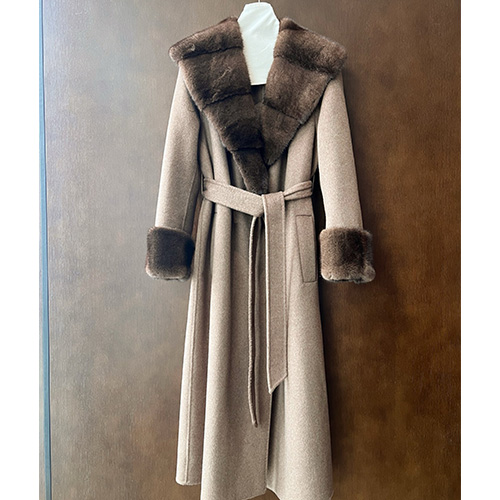 [홍콩명품.Loro Piana] 로로피아나 25SS 로고 여성 퍼카라 캐시미어 코트 자켓 (베이지), BM22615, KSM, 레플리카의류,미러급사이트