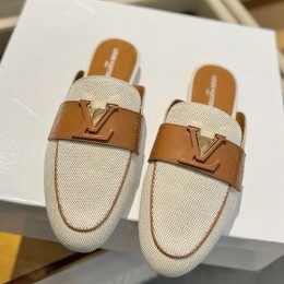 [홍콩명품.LOUIS VUITTON] 루이비통 25SS 로고 여성 캔버스 뮬 슬리퍼 (브라운-베이지), SE5539, GHS, 명품스니커즈,운동화,구두,로퍼,하이탑,신발