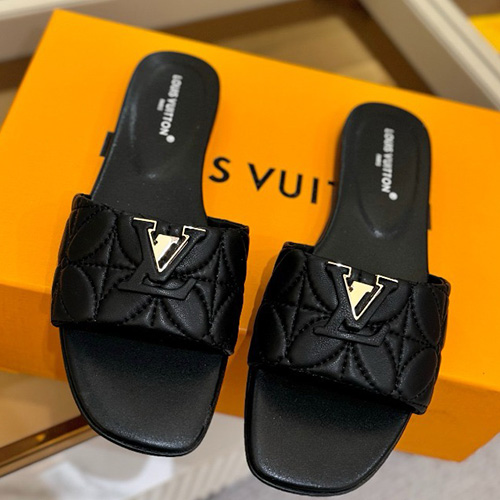 [홍콩명품.LOUIS VUITTON] 루이비통 25SS 로고 여성 레더 가죽 슬리퍼 (블랙), SE5547, GHS, 명품스니커즈,운동화,구두,로퍼,하이탑,신발