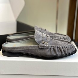 [홍콩명품.YSL] 입생로랑 25SS 로고 여성 레더 가죽 뮬 슬리퍼 (그레이), SE5549, GHS, 명품스니커즈,운동화,구두,로퍼,하이탑,신발