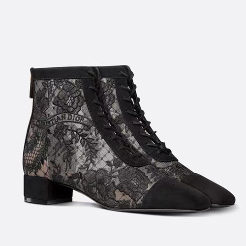 [홍콩명품,Christian Dior] 디올 25SS 로고 여성 레더 가죽 레이스 장식 구두 부츠 (블랙), SE5581, GHS, 명품스니커즈,운동화,구두,로퍼,하이탑,신발