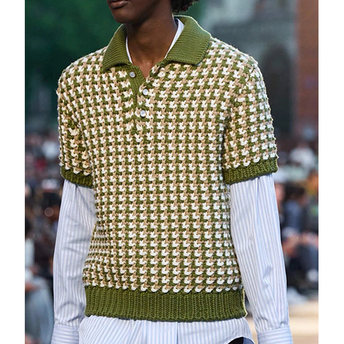 [홍콩명품.LOUIS VUITTON] 루이비통 25SS 로고 카라 폴로 니트 반팔 티셔츠 (카키-베이지), BM22678, 레플리카의류,미러급사이트