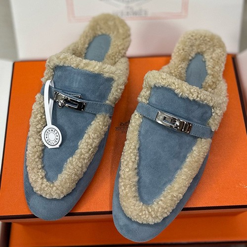 [홍콩명품.Hermes] 에르메스 25SS 로고 여성 레더 가죽 구두 뮬 슬리퍼 (블루), SE5615, 명품스니커즈,운동화,구두,로퍼,하이탑,신발