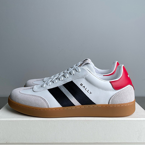 [홍콩명품.BALLY] 발리 25SS 로고 레더 가죽 스니커즈 운동화 (화이트-블랙), SE5671, S3, 명품스니커즈,운동화,구두,로퍼,하이탑,신발