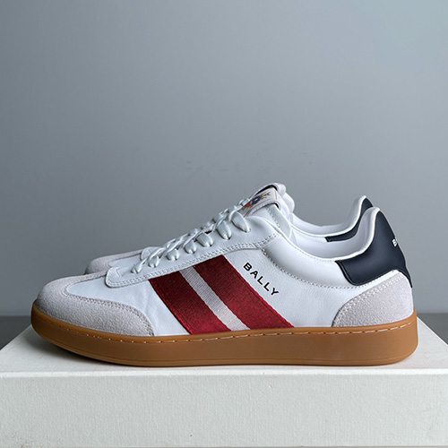 [홍콩명품.BALLY] 발리 25SS 로고 레더 가죽 스니커즈 운동화 (화이트-레드), SE5672, S3, 명품스니커즈,운동화,구두,로퍼,하이탑,신발