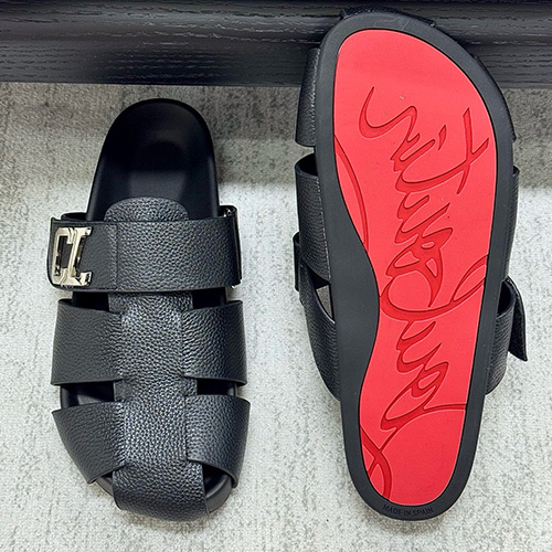 [홍콩명품.Christian Louboutin] 크리스챤루부탱 25SS 로고 레더 가죽 샌들 슬리퍼 (3컬러), SE5692, S3, 명품스니커즈,운동화,구두,로퍼,하이탑,신발