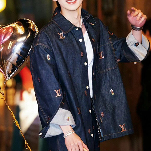 [홍콩명품.LOUIS VUITTON] 루이비통 25SS 로고 브로이더드 데님 오버 셔츠 시그니처 자켓 1AFHVF, BM22714, JL, 레플리카의류,미러급사이트