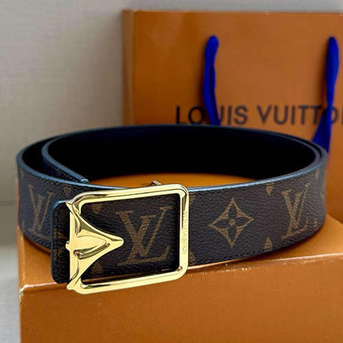 [홍콩명품.LOUIS VUITTON] 루이비통 25SS 로고 모노그램 Initiales 레더 가죽 벨트 (브라운-3버클), 3.4cm, BT1458, 명품레플리카,인터넷쇼핑몰,남자명품,해외직구