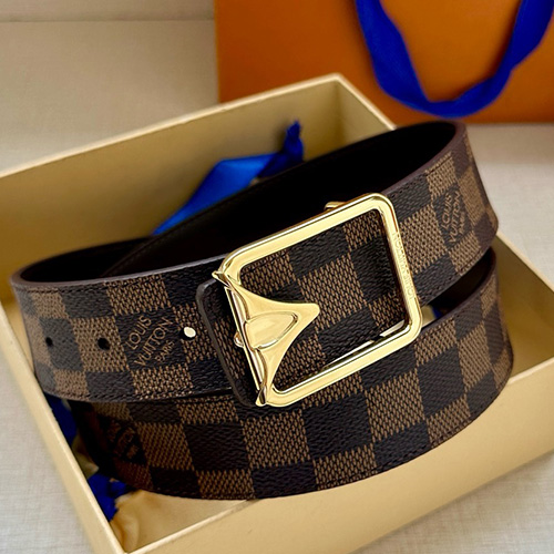 [홍콩명품.LOUIS VUITTON] 루이비통 25SS 로고 다미에 Initiales 레더 가죽 벨트 (브라운-3버클), 3.4cm, BT1460, 명품레플리카,인터넷쇼핑몰,남자명품,해외직구