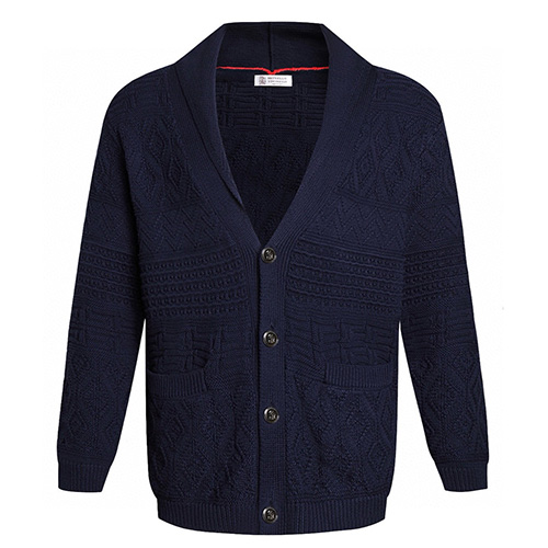 [홍콩명품.Brunello Cucinelli ] 브루넬로 쿠치넬리 25SS 로고 V넥 니트 가디건 (네이비), BM22786, JL, 레플리카의류,미러급사이트