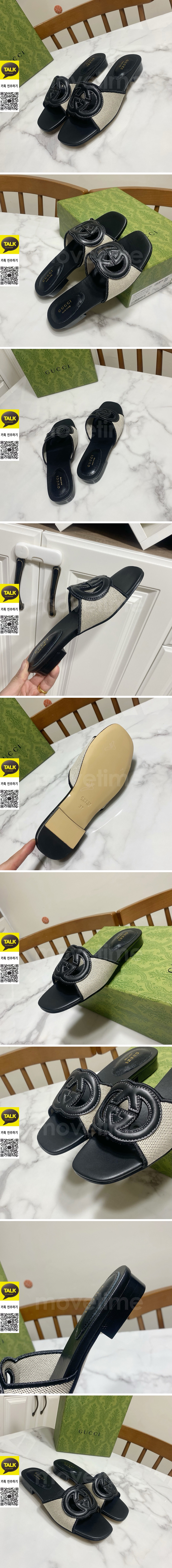 [홍콩명품.Gucci] 구찌 25SS 로고 여성 레더 가죽 1.5cm 굽 샌들 슬리퍼 (블랙), SE5708, GHS, 명품스니커즈,운동화,구두,로퍼,하이탑,신발