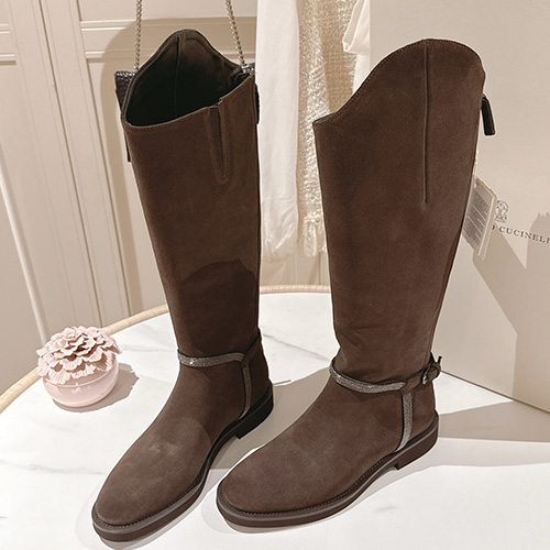 [홍콩명품.Brunello Cucinelli ] 브루넬로 쿠치넬리 25SS 로고 여성 레더 가죽 구두 부츠 (브라운), SE5727, GHS, 명품스니커즈,운동화,구두,로퍼,하이탑,신발