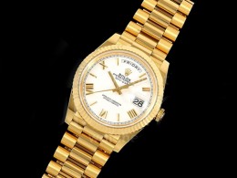 [홍콩명품시계.ROLEX] 로렉스 롤렉스 데이데이트 40mm 옐로우골드 화이트 다이얼