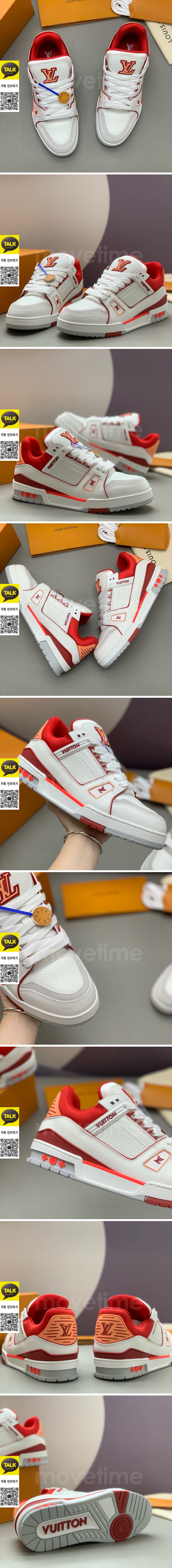 [홍콩명품.LOUIS VUITTON] 루이비통 25SS 로고 남여 트레이너 스니커즈 운동화 (화이트-레드), SE5762, PMD, 명품스니커즈,운동화,구두,로퍼,하이탑,신발