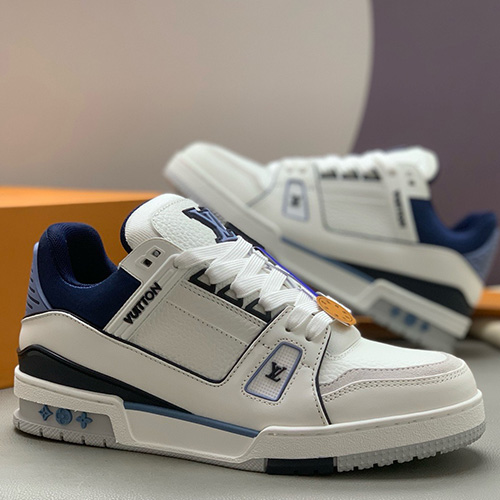 [홍콩명품.LOUIS VUITTON] 루이비통 25SS 로고 남여 트레이너 스니커즈 운동화 (화이트-블루), SE5764, PMD, 명품스니커즈,운동화,구두,로퍼,하이탑,신발